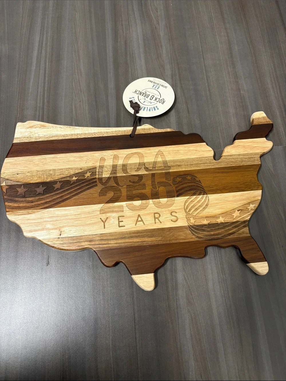 USA 250 Year Anniversary Wooden Cutting/Serving Board - Natural Wood